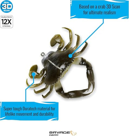 Savage Gear 3D Crab TPE Fishing Soft Bait - color: Natural Peeler, size: 1 oz (3 in)