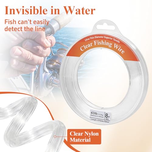 Clear Fishing Line 656FT, Invisible Monofilament Fishing Line Wire, Strong Nylon Fishing Wire for Fishing & Crafts, Clear Hanging String for Balloon Garland, Decorations, DIY Projects