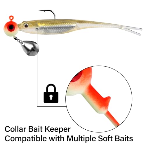 Dr.Fish 10 Pack Underspin Jig Heads Freshwater Swimbait Fishing Jig Spinner Bass Walleye Fishing Hook Colorado Blade Round Bottom Stand up - color: Firetiger, size: 3/8oz