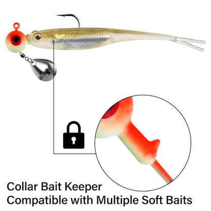 Dr.Fish 10 Pack Underspin Jig Heads Freshwater Swimbait Fishing Jig Spinner Bass Walleye Fishing Hook Colorado Blade Round Bottom Stand up - color: Glow White, size: 1/4oz