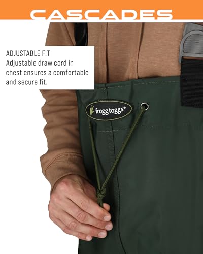 FROGG TOGGS Cascades 2-ply Poly/Rubber Waterproof Fishing Bootfoot Chest Wader for Fishing - color: Cleated, size: 14