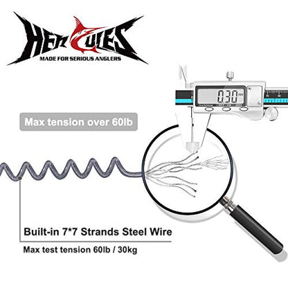 HERCULES M4 Fishing Lanyard, Fishing Pole Tether, Kayak Paddle Leash, Heavy Duty Retractable Coiled Lanyard for Fishing, Rods, Pliers, Boating, Paddles, Kayak - color: Paddle Leash (17.7" Plus, 5.9")