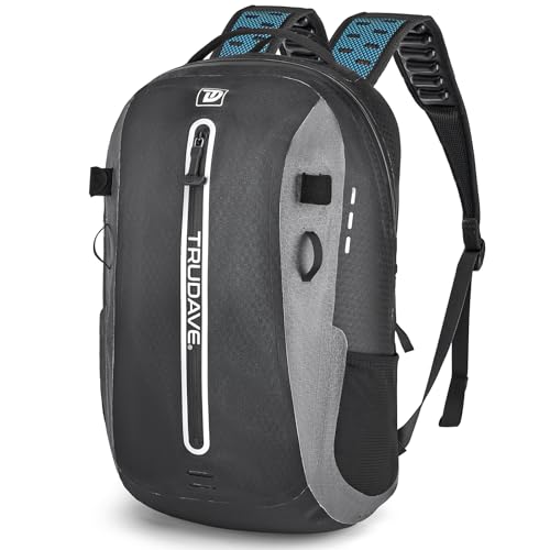 Trudave Waterproof Backpack, Waterproof Submersible Backpack, Floating TPU Coated Dry Bag with Airtight Zipper for Kayak, Fishing, Boating, Hiking (30L) - color: Black, size: 30L