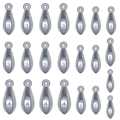 Fishing Weights Bank Sinkers 22PCs Bowl Sinkers Less Snag and Faster Sink Lead Weights for Saltwater Freshwater Fishing 1oz,2 oz,3 oz,4 oz