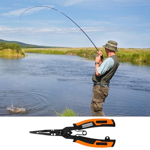 cdar Stainless Steel Fishing Pliers Ergonomic Handle Multifunction Ring Opener PE Line Cutter Hooks Remover Sharpener Fishing Line Scissor Fishing