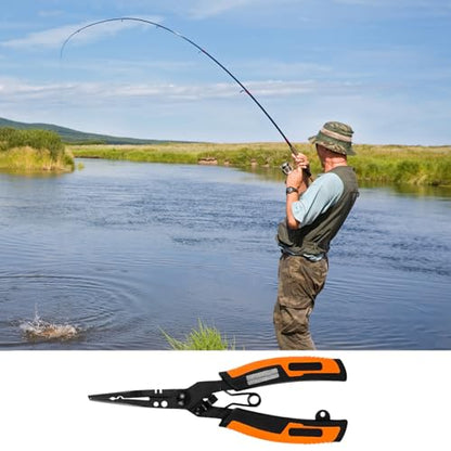 cdar Stainless Steel Fishing Pliers Ergonomic Handle Multifunction Ring Opener PE Line Cutter Hooks Remover Sharpener Fishing Line Scissor Fishing