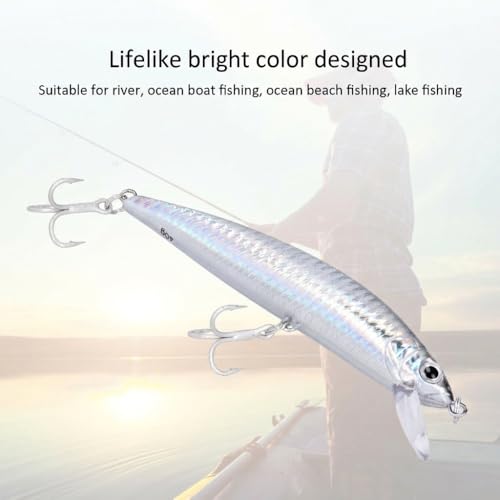 40g Saltwater Fishing Lure with Treble Hook – 120mm Minnow Jerkbait for Ocean, River & Lake Fishing, Stainless Steel & Plastic Construction - color: Black