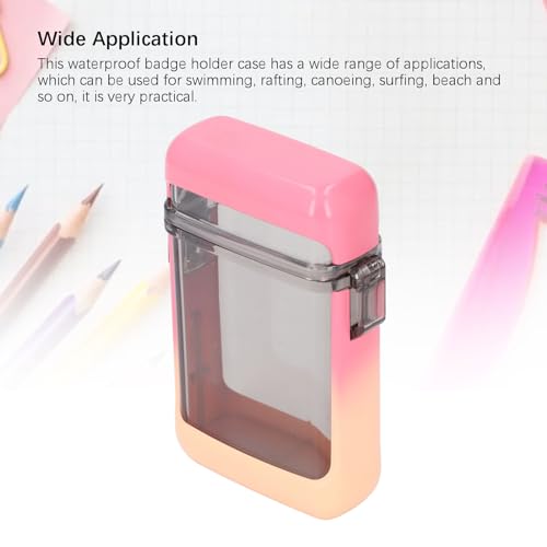 Alomejor ID Card Badge Holder Case, Airtight Lid with Rubber Seal for Swimming Rafting Canoeing, Multifunctional Small Lightweight Pocket Box for Keys (Gradient Pink) - color: Gradient Pink