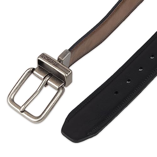 Columbia Men's 2-in-1 Reversible Casual Leather Belt – Versatile Everyday Style, Dual-sided Strap - color: Tan/Black Stretch, size: Small (30-32)