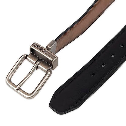 Columbia Men's 2-in-1 Reversible Casual Leather Belt – Versatile Everyday Style, Dual-sided Strap - color: Tan/Black Stretch, size: Medium (34-36)