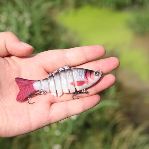 EXAURAFELIS Multi Jointed Swimbaits Fishing Lures for Bass Trout Perch Slow Sinking Lifelike Fishing Lure Kit Swimming Lures Freshwater Saltwater Tackle Box - color: A - 7segment multi-jointed Swimbaits - 4 inch