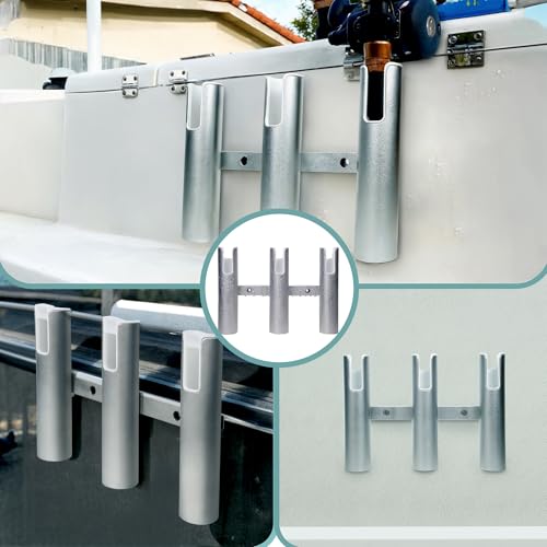Aluminium Fishing Rod Holders for Boat, Wall-Mounted Fishing Pole Roof Rod Rack,Surf Fishing Rod Holder for Truck, Boats & Yacht - color: 3 Tubes Sliver