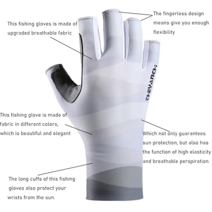 Fishing Gloves UV Protection Fingerless Sun Gloves Men Women for Cycling Hunting Kayaking Hiking Sailing - color: Grey, size: Large