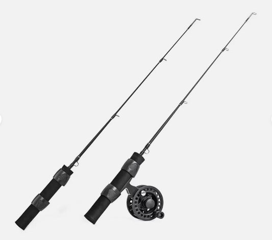 20" Ultra-Short Ultra-lightIce Fishing Rod and Reel Combo 1+1B Ice Fishing Reel 51cm Fiberglass Fish Pole - style: 1pcs Pole