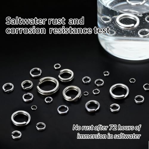 FishTrip 50/100/200Pcs Fishing Split Rings Heavy Duty for Saltwater | Stainless Steel, Nickel-Plated Flattening Process, Terminal Tackles Connectors Treble Hooks Replacement, Plugs, Spinners - size: 3#_50pcs