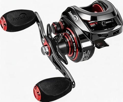 Jenseits Baitcasting Reel 7.3:1 High Speed Bass Baitcaster, Drag Clicker Version, Low Profile Casting Reel with 7+1 Bearings, 17.6LB Drag Magnetic Brake System - color: 7.3:1-Right