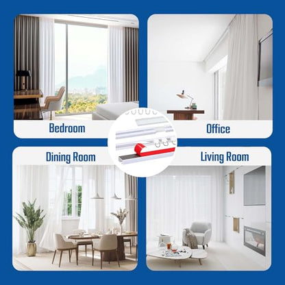 UrbanRed Self Adhesive Curtain Track (3 Meter, 9.8 ft) for Smooth Ceiling or Wall - No Drill, Screws, Ceiling Curtain Track, Curtains Rod, Ceiling Mount, Adhesive Curtains Rod (Non-Flexible) - size: 3 meters (9.8 ft) (Adhesive, Non-Flexible)