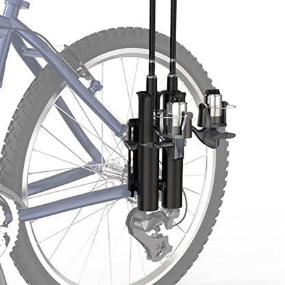 Fishing Rod Holder, Secures Fishing Pole to Bicycle,2 Tubes Rod Holder, Holds 2 Rods, Easy to Mount, Rod Rack for Bicycle Fishing