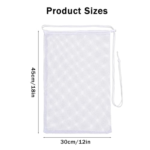 Mesh Chum Bag, 4 Pcs Bait Chum Bucket for Enhanced Fishing Attraction 12×18 inch, Nylon Drawstring Laundry Bags, White Net Storage Bags for Saltwater Fishing Kitchen Gifts Travel College - size: 12 x18 inch