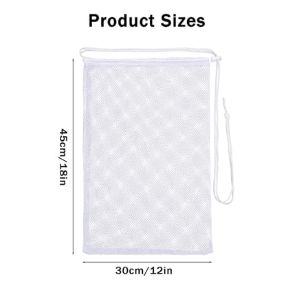 Mesh Chum Bag, 4 Pcs Bait Chum Bucket for Enhanced Fishing Attraction 12×18 inch, Nylon Drawstring Laundry Bags, White Net Storage Bags for Saltwater Fishing Kitchen Gifts Travel College - size: 12 x18 inch