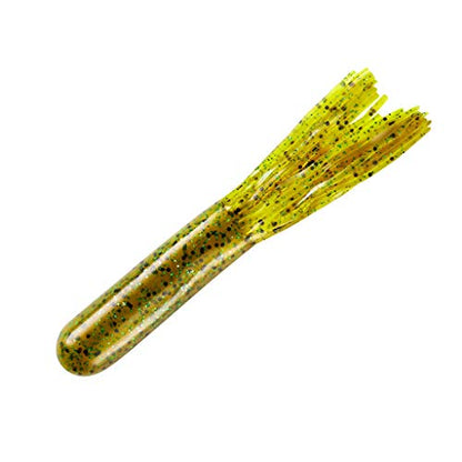 YUM Tube Soft Plastic Bass Fishing Lure - Designed Specifically for Bass, 4 Inch Length, 6 per Pack - color: Pumpkin Pepper/Green Flake