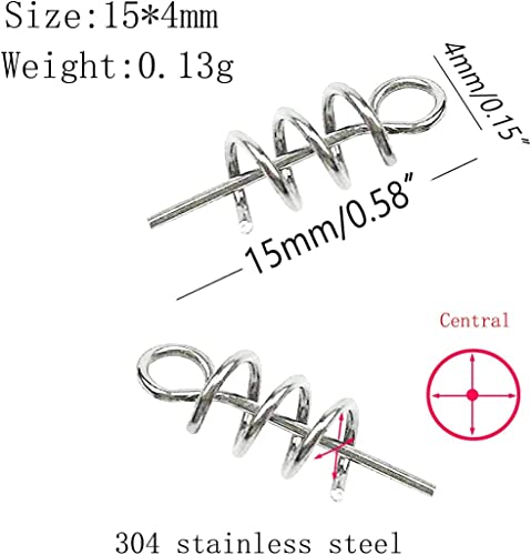Soft Lure Spring Twist Lock, Fishing Crank Hook Centering Pin | Stainless Steel,Saltwater & Freshwater Safe, Easy To Attach & Remove, For Bass Trout Walleye, Storage Case, 15mm26mm33mm42mm - color: Nickel-A: 15*4mm 200pcs
