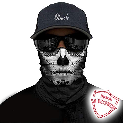 Obacle Skull Face Mask for Women Dust Wind Sun Protection Rave Festival Riding - color: Skull Gray Face Black Nose
