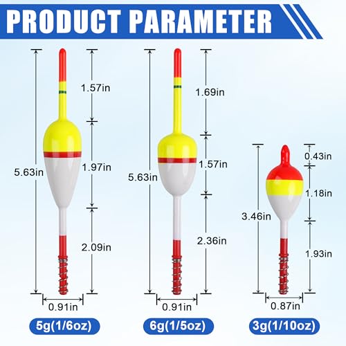 Wood Slip Bobbers Fishing Floats and Bobbers Spring Oval Stick Slip Floats for Crappie Catfish Trout Panfish Walleyes Bass Fishing 10/20pcs - color: 1.97in*0.91in*5.63in-20pcs