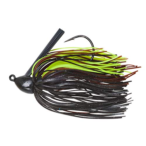 Booyah Boo Jig Bass Fishing Lure with Weed Guard - color: Black/Brown/Chartreuse