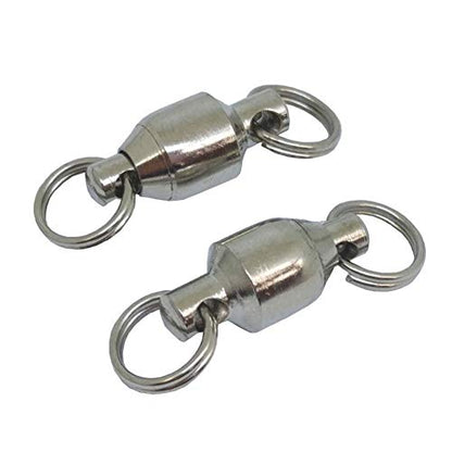 25/50pcs Ball Bearing Swivel Fishing Stainless Split Ring Fish Hooks Connectors for Saltwater 7LB-132LB - size: 0#-0.59"/7LB- 50 PCS