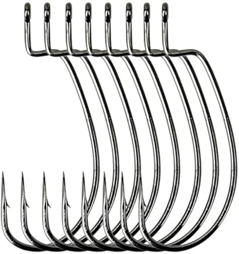 Angler's Grotto EWG Offset Shank Worm Hook | 15/25 Count Per Pack | Freshwater Saltwater Fishing Hooks | High Carbon Steel Extra Strength | Size #1#1/0#2/0#3/0#4/0#5/0 - size: Size #1, 15 Count