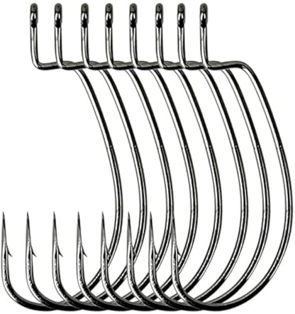 Angler's Grotto EWG Offset Shank Worm Hook | 15/25 Count Per Pack | Freshwater Saltwater Fishing Hooks | High Carbon Steel Extra Strength | Size #1#1/0#2/0#3/0#4/0#5/0 - size: Size #1, 15 Count