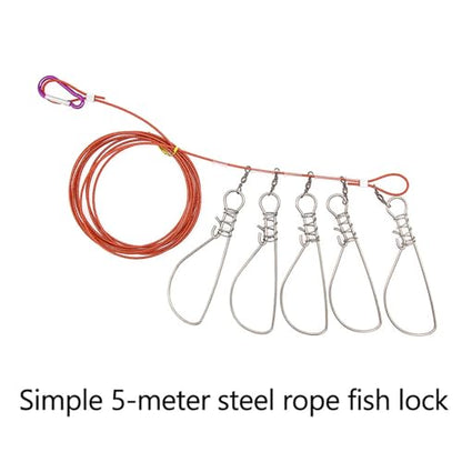 Tackle Live Fish Stainless Steel Stringer Clip Fishing Stringer Big Fish Wire Rope Cable Fishing Holder Set Clip