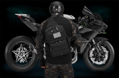 Tactical Sling Backpack Holster Range Shoulder Bag 15L Crossbody Bag Water Bottle Holder Radio Pouch 6 Elastic Slots - color: Black