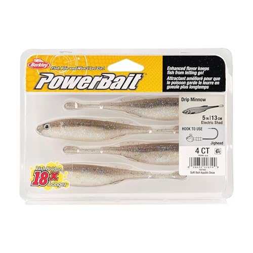 Berkley PowerBait Drip Minnow Fishing Soft Bait - color: Electric Shad, size: 5"