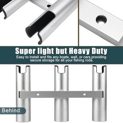 Aluminum Fishing Boat Rod Holder, 3/4 Link Tube Rod Rack, Marine Grade Aluminum Rod Mount for Boats & Yachts, Silver - color: Silver 3 Tubes Black inner