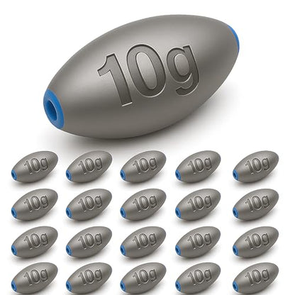 Egg Sinkers Fishing Weights – Lead Oval Sliding Sinkers for Catfish, Bass & Surf Fishing, No-Snag Smooth Hole Design, Heavy Fishing Weights for Bottom Rigs in Lakes, Rivers & Beach - style: 10g-20pcs