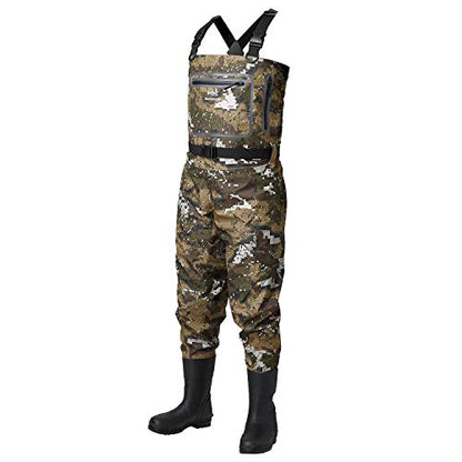 BASSDASH Breathable Ultra Lightweight Chest Stocking Foot Fishing Hunting Waders for Men - color: Veil, size: MLF10