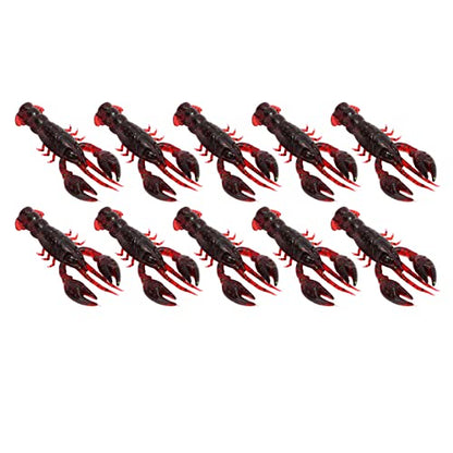 Acouto 10pcs Soft Fishing Lure Crawdad Bait PVC Shrimp Artificial Soft Lure Baits for Bass Fishing – Dark Brown Crawfish Plastics, 5.5cm Lifelike Action, Reusable & Tear for - color: Sauce red