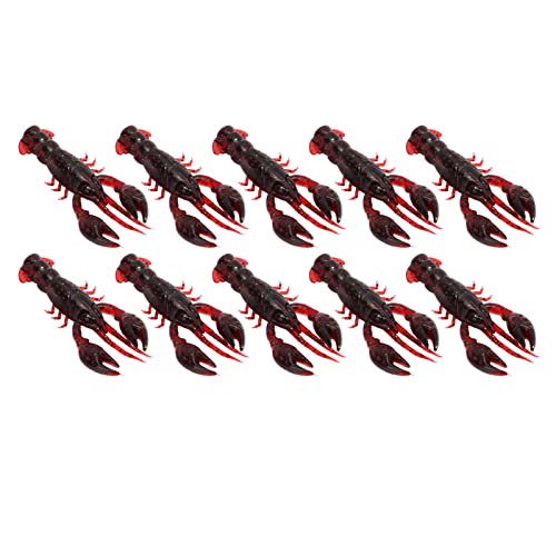 Fishing Lures, 10pcs PVC Flexible Crawdad Soft Fishing Lure, Shrimp Artificial Soft Lure Baits for Mandarin Fish, Black Fish, Perch, Carp Fishing(Sauce Red)