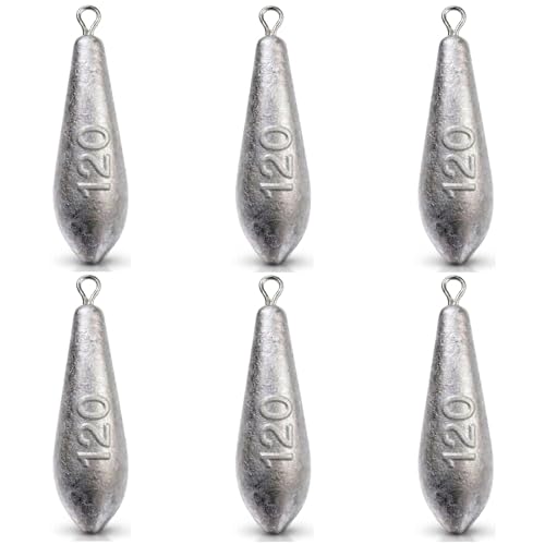 Teardrop Drop Shot Sinkers – Lead Fishing Weights & Sinkers for Bass, Catfish & Surf Fishing – Freshwater & Saltwater – 10 Sizes 1/2oz to 7oz, More Per Pack - style: 120g/4oz – 6pcs