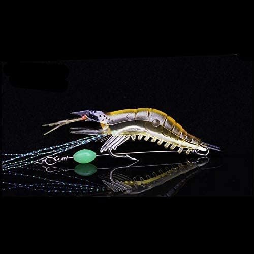 5pcs Soft Luminous Shrimp Lure Set, 5 Colors Shrimp Bait with Hooks and Beads - Fishing Tackles for Freshwater and Saltwater Bass, Trout, Catfish, Salmon