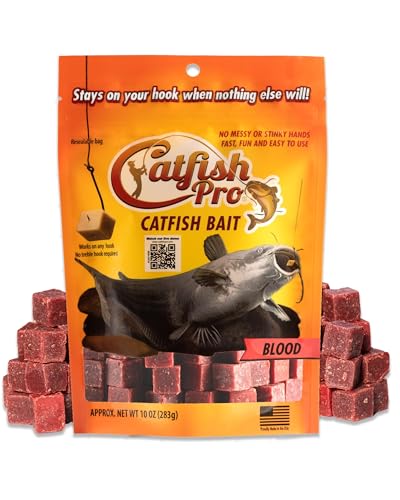 Catfish Pro Catfish Bait - 10oz Bag with 80pcs | Irresistible Scent for Catfish | Mess-Free, Stays On Your Hook When Nothing Else Will | Great for Rod, Reel, Trotline, Jugs & Yoyos Fishing - color: Blood