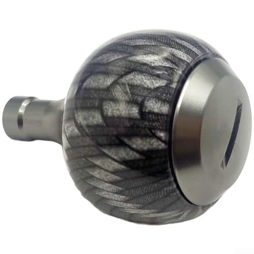 Carbon Fiber Reel Knobs for Daiwa Fuego Reels, Aluminum Spherical Grip Ball Handles with Bearings, Lightweight Fishing Reel Upgrade Parts - color: black
