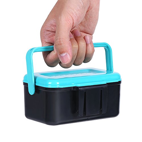 VGEBY1 Fishing Lure Box, Bright Blue Portable Plastic Fishing Bait Holder Box with Clip for Worm Earthworm Lure Storage
