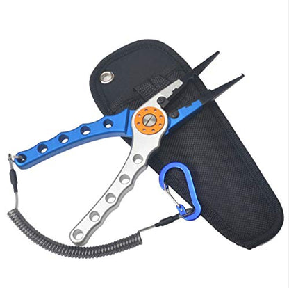 Hook Remover Braid Line Cutting and Split Ring with Lanyard and Sheath, Stainless Steel Jaw Rustproof Saltwater Offshore Bass, Fly Fishing Trout
