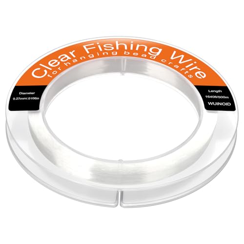Clear Fishing Line Wire 755 ft, Invisible Monofilament Fishing Line Wire, Nylon String for Hanging Balloons Garland Crafts Picture Decorations, Clear String Threads Cords WUINOID - style: 0.27mm/1640ft