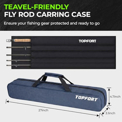 TOPFORT Fly Fishing Rod and Reel Combo, 4-Piece Fly Rod Kit with Complete Fly Fishing Gear: Fly Rod, Pre-Spooled Fly Fishing Reel, Fishing Flies, Leader, Forceps, Nipper and Carrying Case - color: 5/6# 2.43m 8FT Fly Fishing Rod and Reel Combo