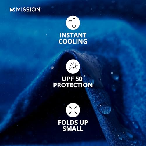 MISSION Max Plus Cooling Towel- Soft, Durable Microfiber - Cools Up to 3 Hours - UPF 50 Sun Protection - Machine Washable - color: Mirage Camo Vista Blue