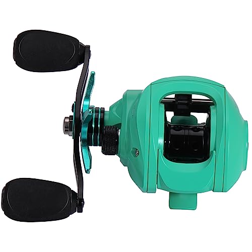 Sougayilang Baitcasting Fishing Reel with 9 + 1 Anti-Reverse Ball Bearings, 8.1:1 High-Speed Gear Ratio Casting Reel - color: Turquoisee- Left Handed